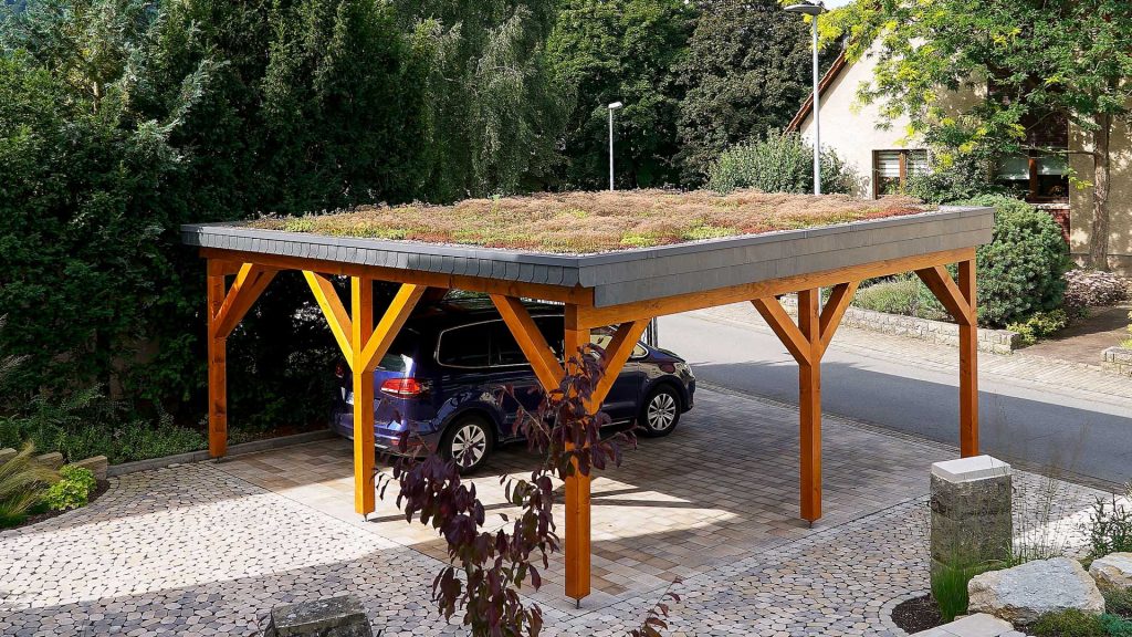 Dachbegrünung eines Carports, erstellt durch Aussengestaltung Vogt